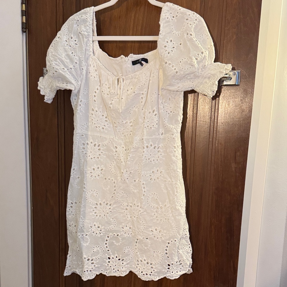 7 For All Mankind White Eyelet Mini Dress